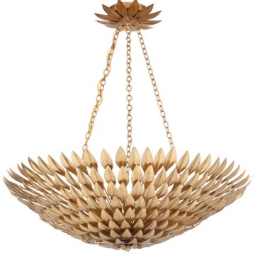 Broche Eight Light Chandelier in Antique Gold by Crystorama