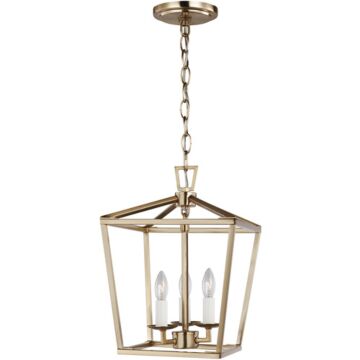 Dianna Three Light Mini Lantern in Satin Brass by Visual Comfort Studio