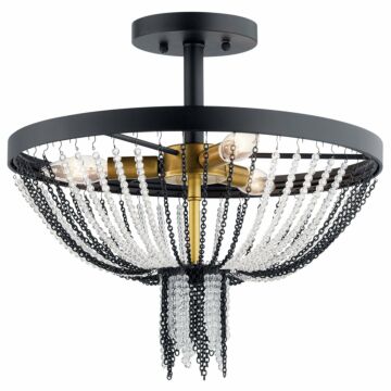 Alexia Three Light Semi Flush Mount in Textured Black by Kichler