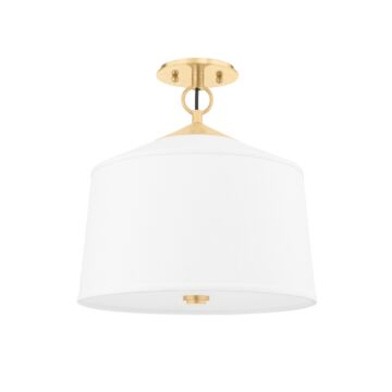 White Plains One Light Semi Flush Mount in Aged Brass by Hudson Valley