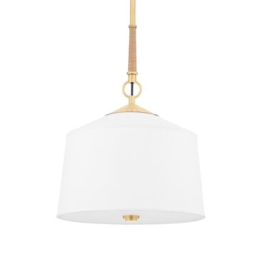 White Plains One Light Pendant in Aged Brass by Hudson Valley
