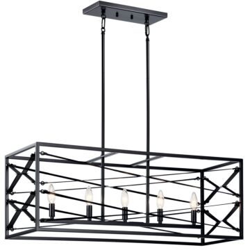 Sevan 5-Light Linear Chandelier in Black