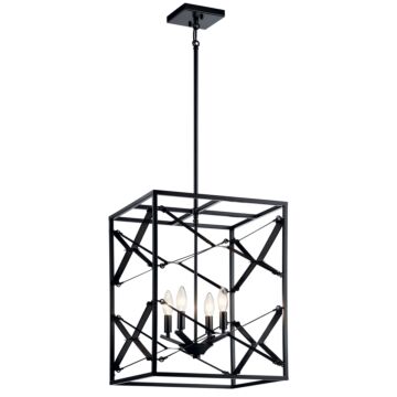 Sevan 4-Light Foyer Pendant in Black
