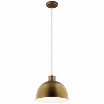 Zailey One Light Pendant in Natural Brass by Kichler