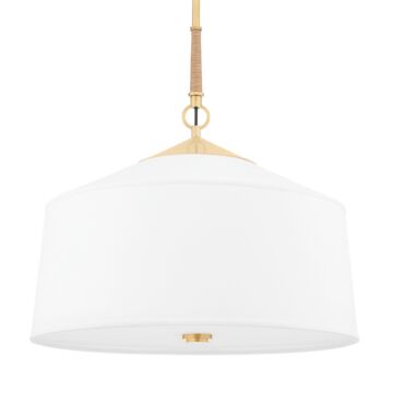 White Plains Three Light Pendant in Aged Brass by Hudson Valley