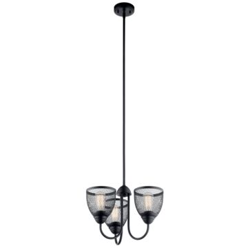 Voclain 3-Light Chandelier with Semi-Flush Mount Ceiling Light in Black