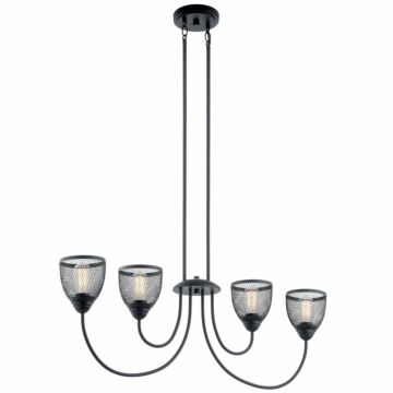 Voclain Four Light Linear Chandelier in Black by Kichler