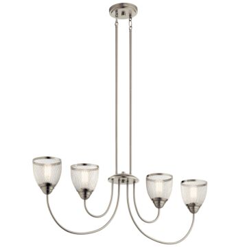 Voclain Four Light Linear Chandelier in Brushed Nickel by Kichler