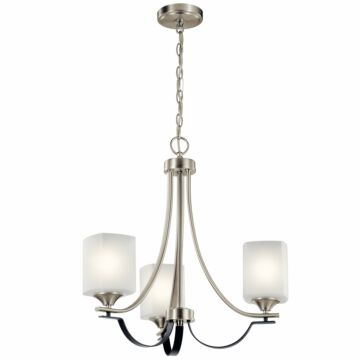 Tula Three Light Chandelier Semi Flush Mount in Brushed Nickel by Kichler