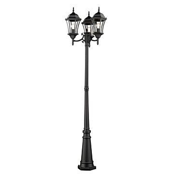 Z-Lite Wakefield 3-Light Outdoor Post Mounted Fixture Light In Black