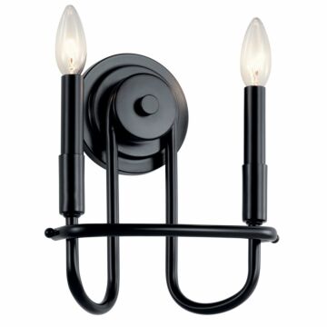 Capitol Hill Two Light Wall Sconce in Black by Kichler