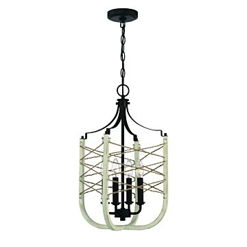 Craftmade Cavendish 4-Light 14" Foyer Light in Cottage White with Espresso