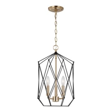 Zarra Three Light Lantern in Satin Brass by Visual Comfort Studio