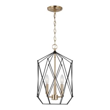Zarra Three Light Lantern in Satin Brass by Visual Comfort Studio