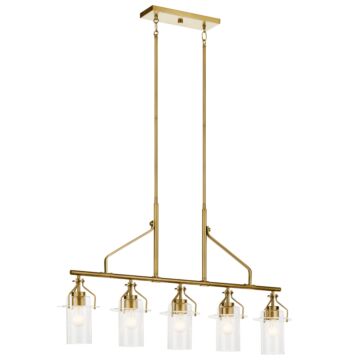 Everett Five Light Linear Chandelier in Brushed Brass by Kichler