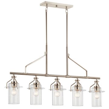 Everett Five Light Linear Chandelier in Polished Nickel by Kichler