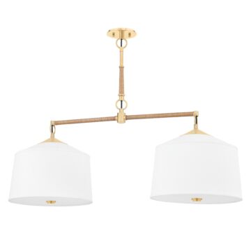 White Plains Two Light Island Pendant in Aged Brass by Hudson Valley