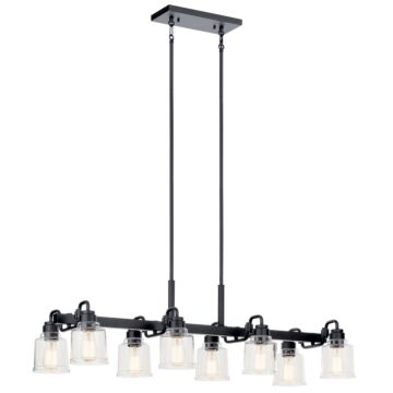 Aivian Eight Light Linear Chandelier in Black by Kichler