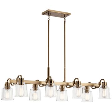 Aivian Eight Light Linear Chandelier in Weathered Brass by Kichler