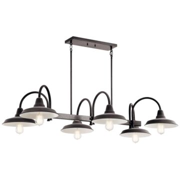 Marrus Six Light Linear Chandelier in Weathered Zinc by Kichler