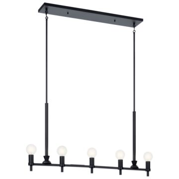 Torvee Five Light Linear Chandelier in Black by Kichler