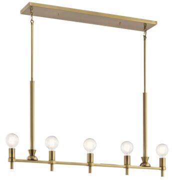 Torvee Five Light Linear Chandelier in Brushed Natural Brass by Kichler