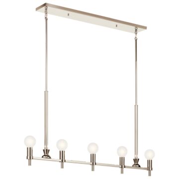 Torvee Five Light Linear Chandelier in Nickel Textured by Kichler