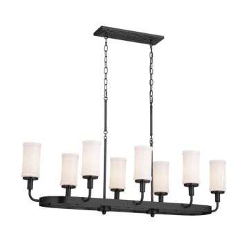Vetivene Eight Light Linear Chandelier in Textured Black by Kichler
