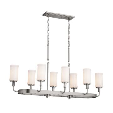 Vetivene Eight Light Linear Chandelier in Classic Pewter by Kichler