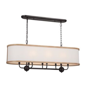 Heddle Eight Light Linear Chandelier in Anvil Iron by Kichler