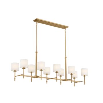 Ali Ten Light Linear Chandelier in Brushed Natural Brass by Kichler