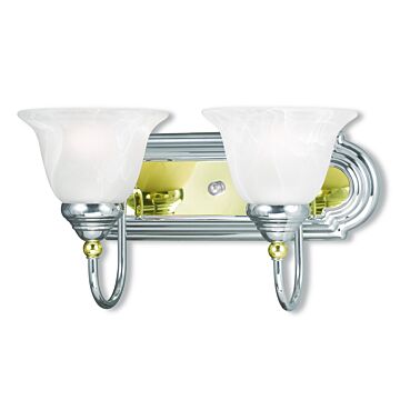 Belmont 2-Light Bathroom Vanity Light in Polished Chrome & Polished Brass