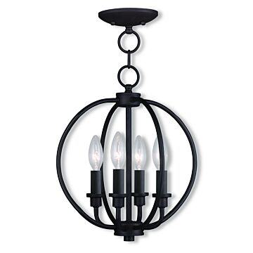 Milania 4-Light Mini Chandelier with Ceiling Mount in Bronze
