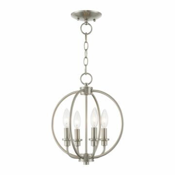 Milania 4-Light Mini Chandelier with Ceiling Mount in Brushed Nickel