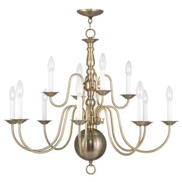 Williamsburgh 12-Light Chandelier in Antique Brass