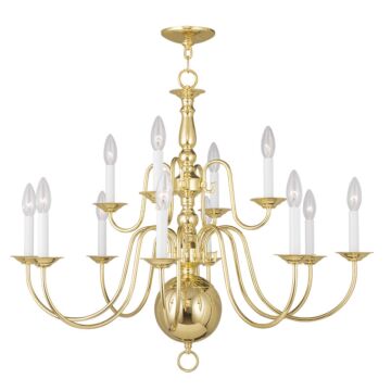 Williamsburgh 12-Light Chandelier in Polished Brass
