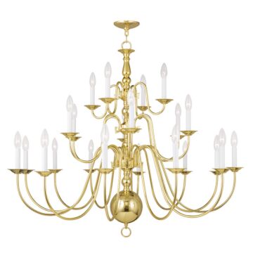 Williamsburgh 22-Light Chandelier in Polished Brass