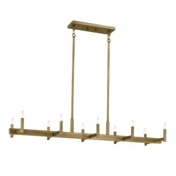 Erzo Ten Light Linear Chandelier in Natural Brass by Kichler