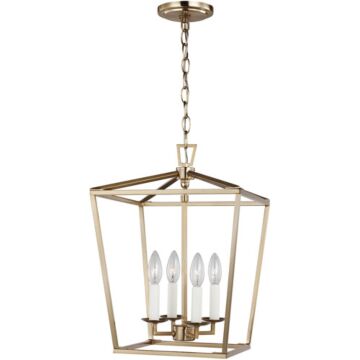 Dianna Four Light Lantern in Satin Brass by Visual Comfort Studio
