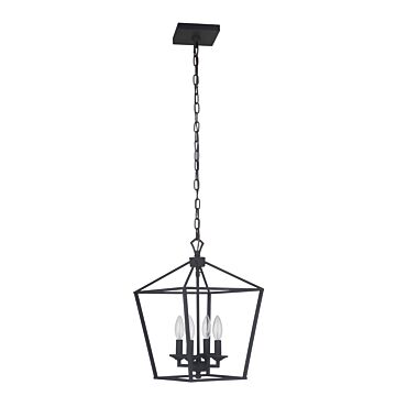 Flynt Four Light Foyer Pendant in Flat Black by Craftmade