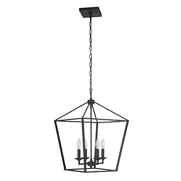 Flynt Four Light Foyer Pendant in Flat Black by Craftmade