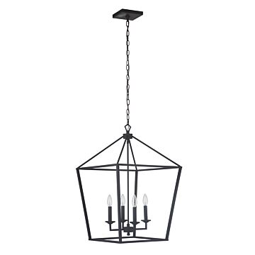 Flynt Four Light Foyer Pendant in Flat Black by Craftmade