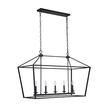 Flynt Five Light Island Pendant in Flat Black by Craftmade