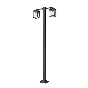 Z-Lite Portland 2-Light Outdoor Post Mounted Fixture Light In Black