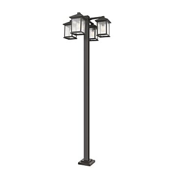 Z-Lite Portland 4-Light Outdoor Post Mounted Fixture Light In Oil Rubbed Bronze