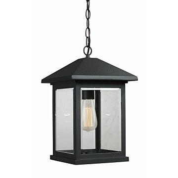 Z-Lite Portland 1-Light Outdoor Chain Mount Ceiling Fixture Light In Black