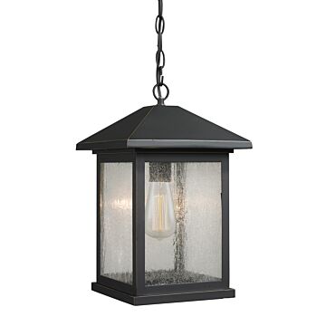 Z-Lite Portland 1-Light Outdoor Chain Mount Ceiling Fixture Light In Oil Rubbed Bronze