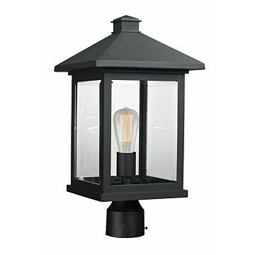 Z-Lite Portland 1-Light Outdoor Post Mount Fixture Light In Black