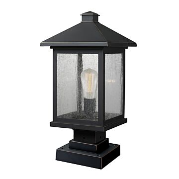 Z-Lite Portland 1-Light Outdoor Pier Mounted Fixture Light In Oil Rubbed Bronze