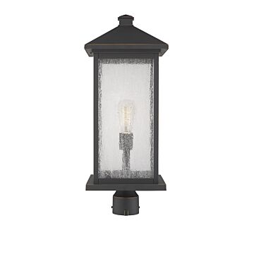 Z-Lite Portland 1-Light Outdoor Post Mount Fixture Light In Oil Rubbed Bronze